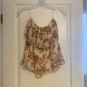 Candie’s Strapless Tube Top Blouse Cream Mauve Size Small